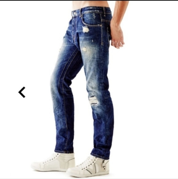 Guess DYLAN TAPERED LEG HELMET WASH DISTRESSED JEANS 34 EURO STYLE - Picture 2 of 15